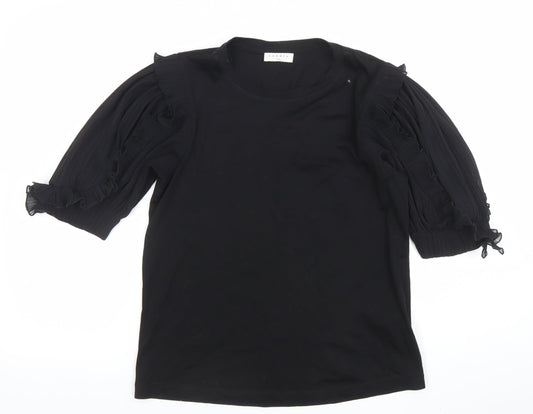 Sandro Paris Women's Black 3/4 Puff Sleeve Cotton T-Shirt Size 2