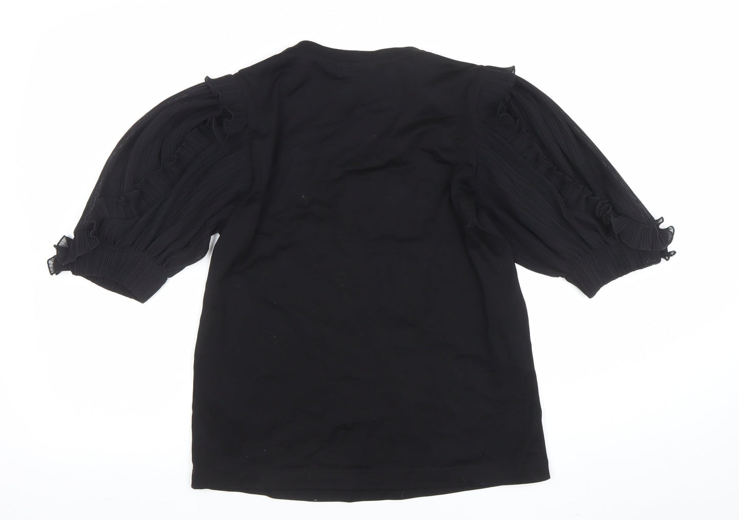 Sandro Paris Women's Black 3/4 Puff Sleeve Cotton T-Shirt Size 2
