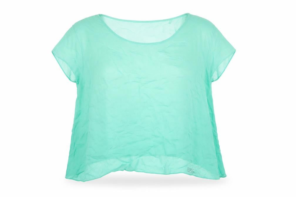 Guess Women Green Chiffon Short Sleeve Blouse Size S
