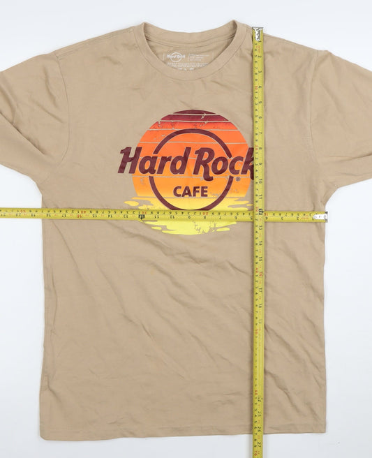 Hard Rock Men's Beige Long Sleeve Graphic T-Shirt Size S