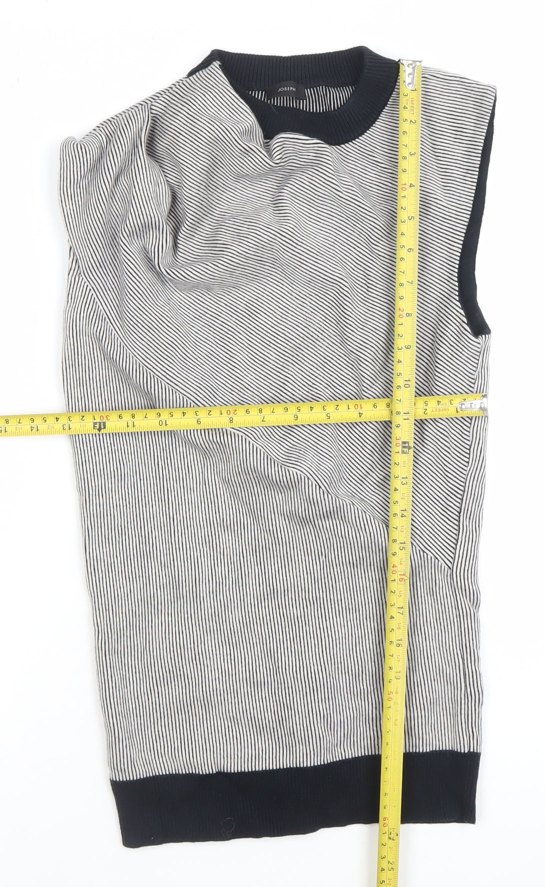 Joseph Womens Black Fine Stripe Sleeveless Cotton Tank Top S