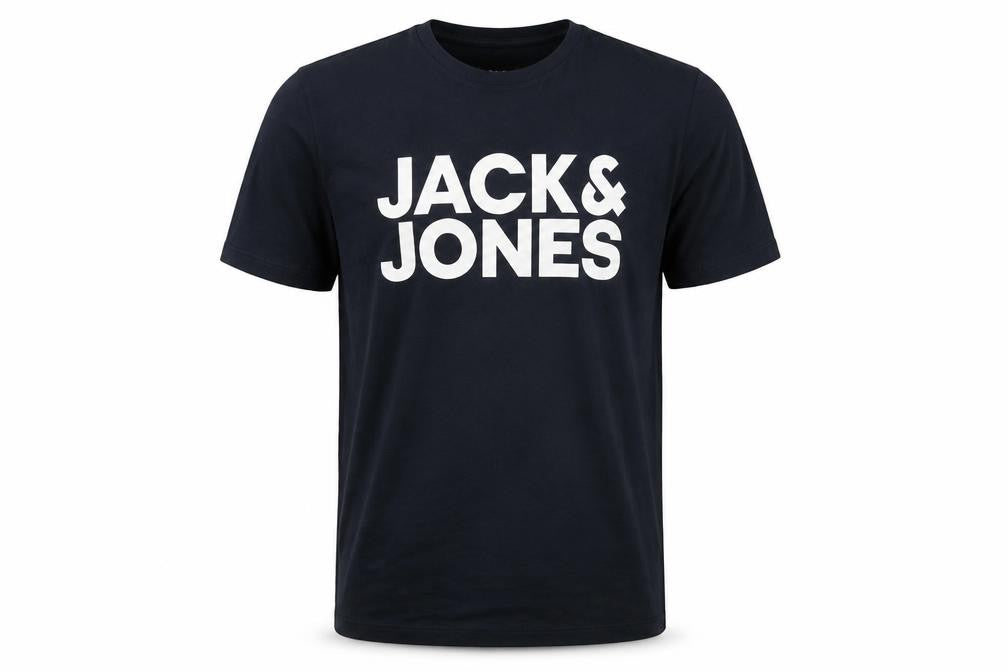 Jack & Jones Men's Blue Logo Graphic Regular Fit T-Shirt Size M