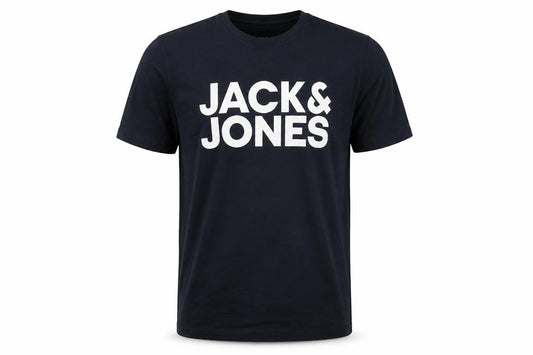 Jack & Jones Men's Blue Logo Graphic Regular Fit T-Shirt Size M