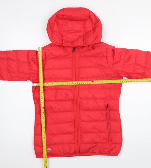 Trespass Womens Red Hooded Puffer Jacket XXS Down Filled Warm Coat