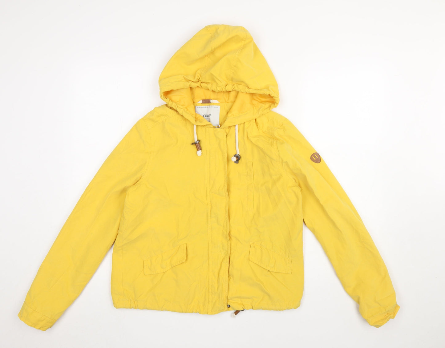 ONLY Women's Yellow Hooded Windbreaker Jacket Size M