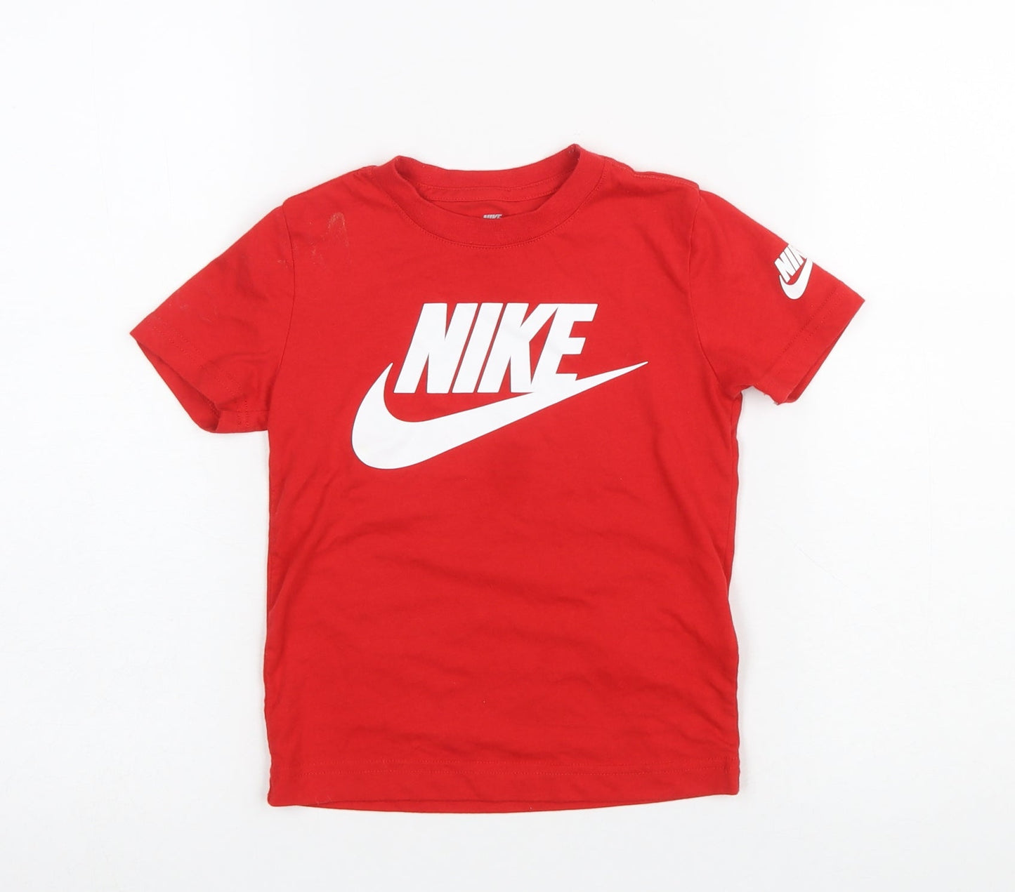Nike Boys Red Graphic Logo T-Shirt 3-4 Years Short Sleeve Cotton Blend