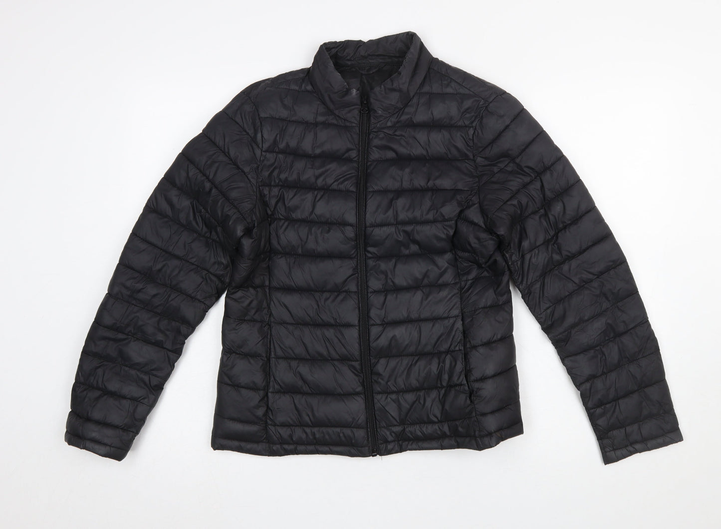 Vila Womens Black Puffer Jacket Size S Lightweight Quilted Zip Coat