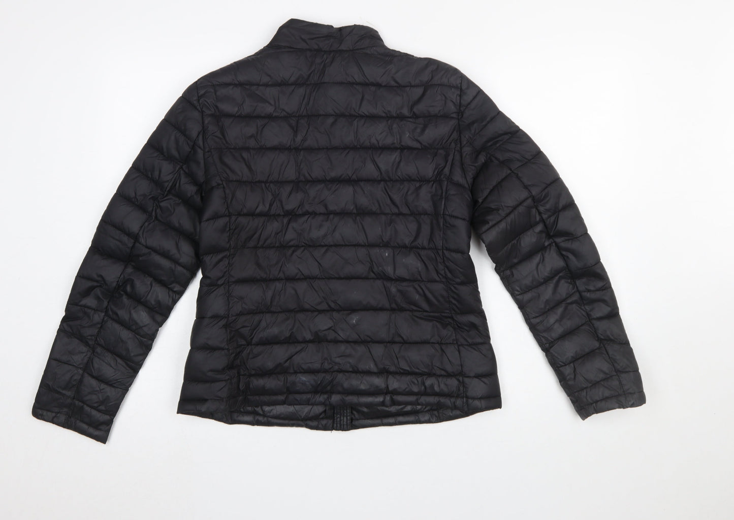 Vila Womens Black Puffer Jacket Size S Lightweight Quilted Zip Coat