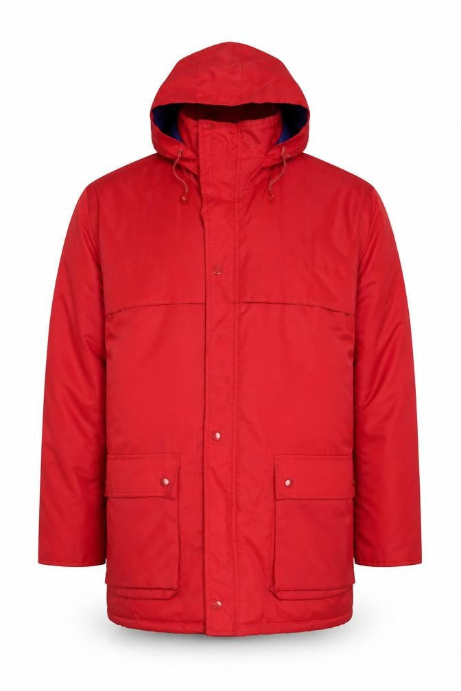 Orient Lines Men’s Red L Hooded Parka Jacket Water Resistant Nylon