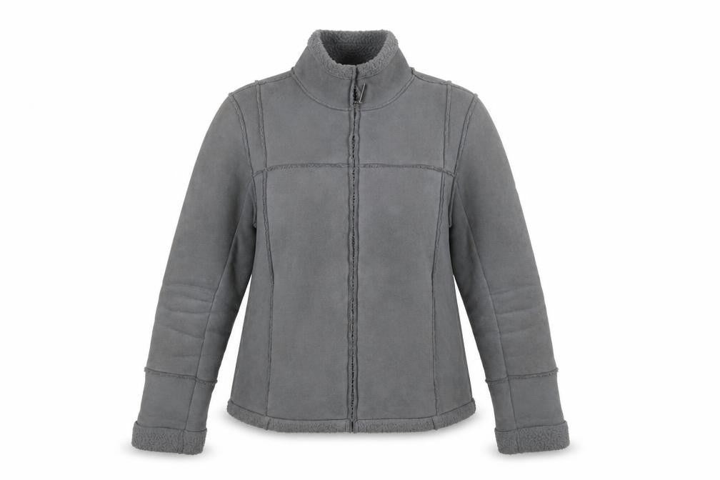 Falmer Heritage Womens Grey Size 12 Faux Shearling Lined Zip Jacket