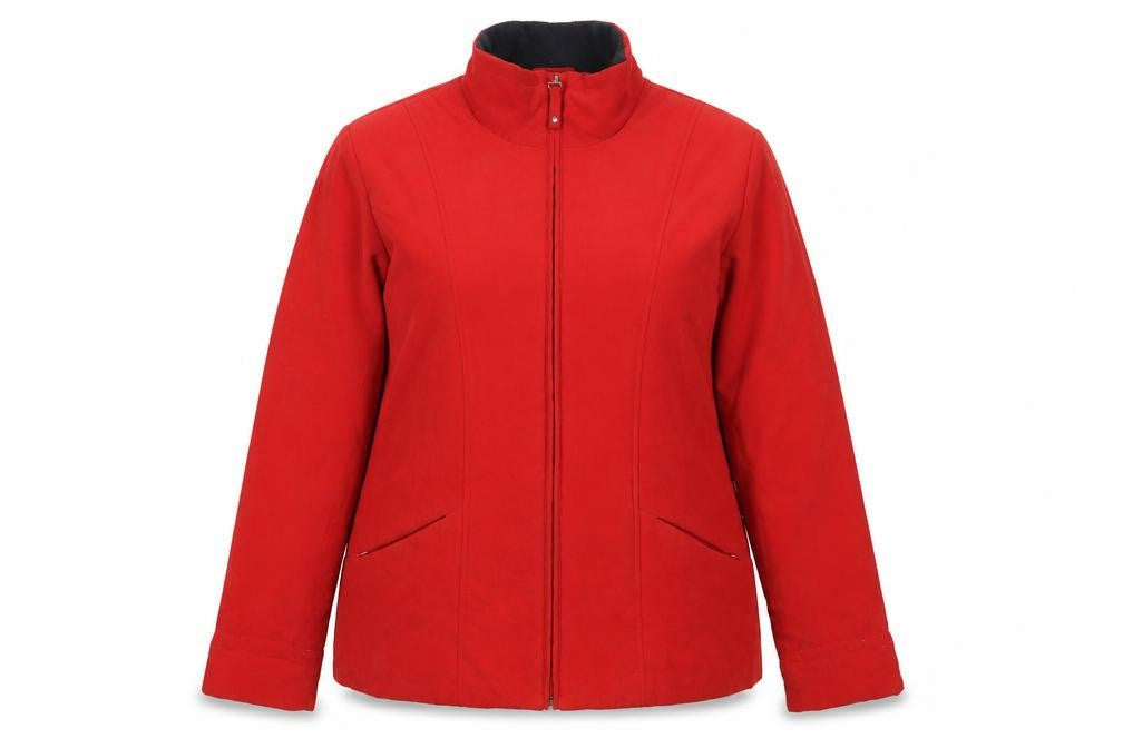 Klass Collection Women Red L Basic Zip Jacket Polyester Blend