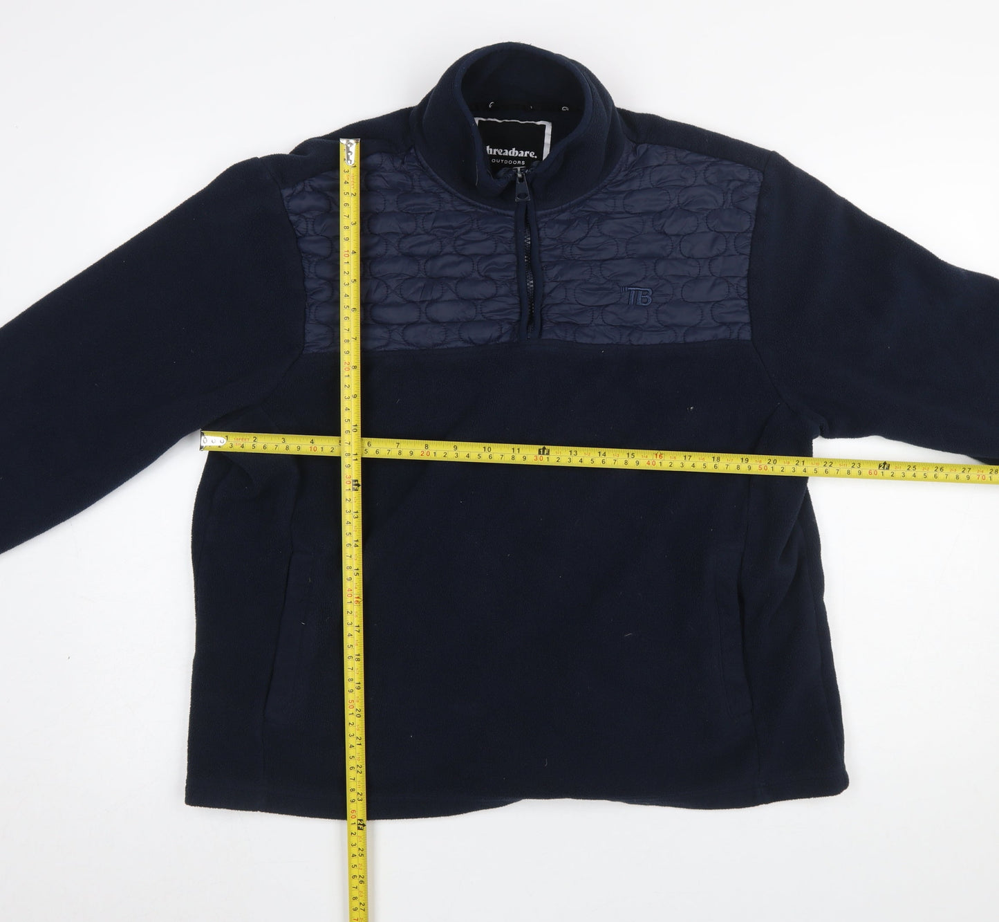 Threadbare Mens Blue XL 1/4 Zip Quilted Fleece Sweatshirt