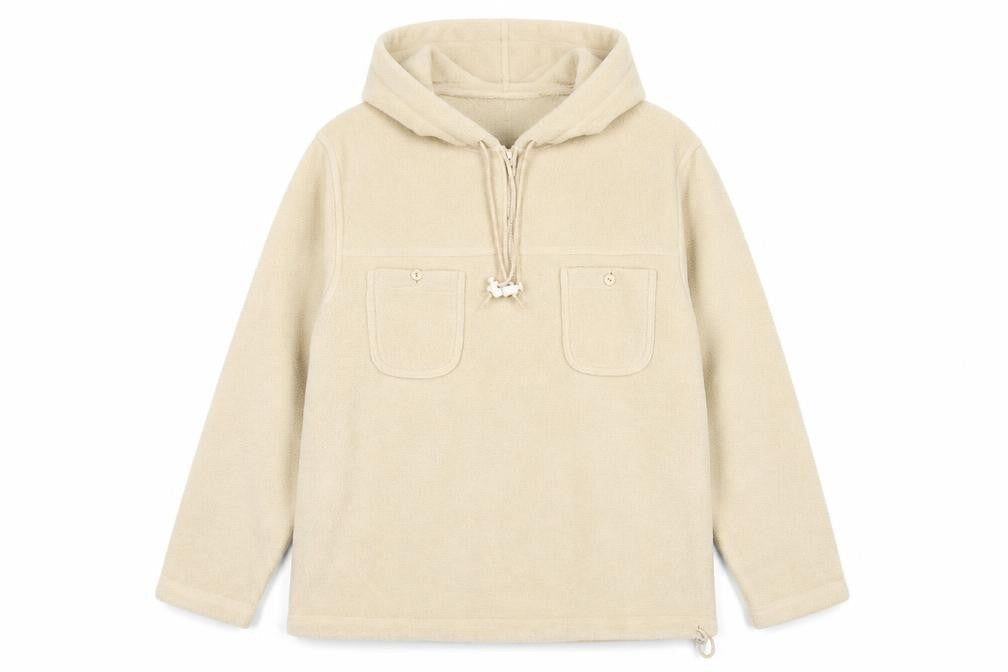 Fabrizio Women Beige Fleece Pullover Hoodie S/M Polyester Warm Winter