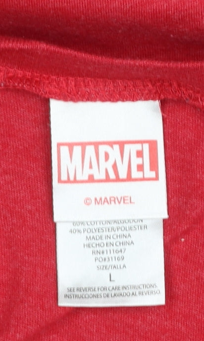Marvel Deadpool Red Men's L Graphic Comic T-Shirt
