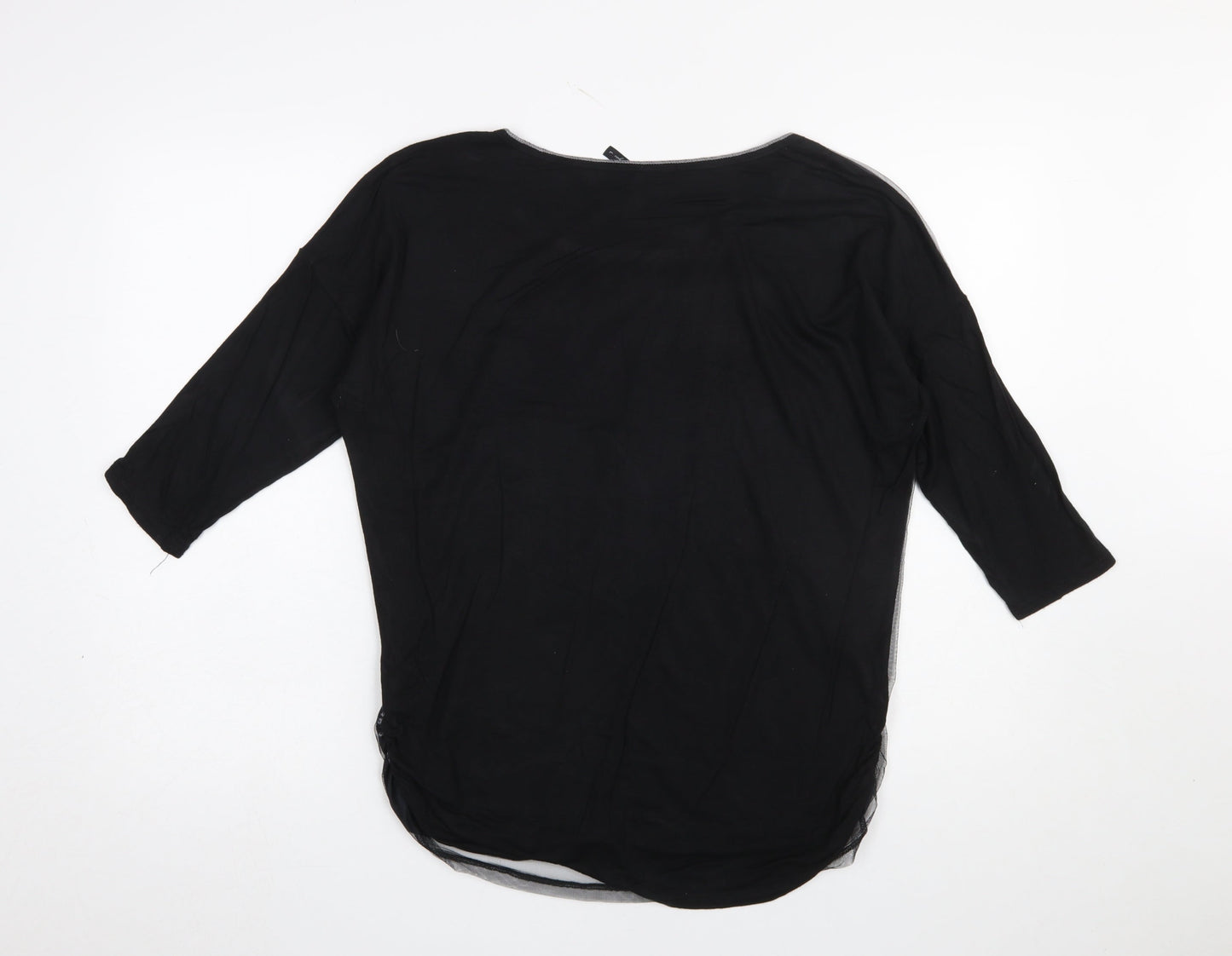 Edista Los Angeles Women's Black Nature Print 3/4 Sleeve T-Shirt L