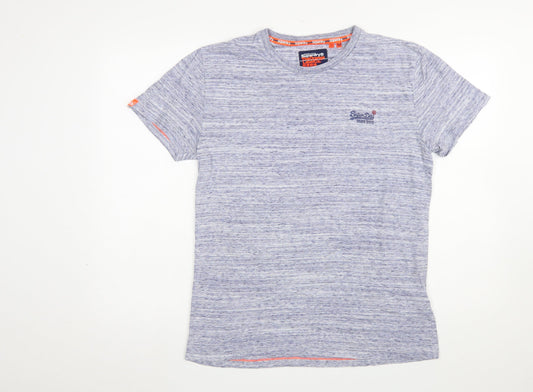 Superdry Men's Blue Marl Crew Neck Short Sleeve T-Shirt Size M