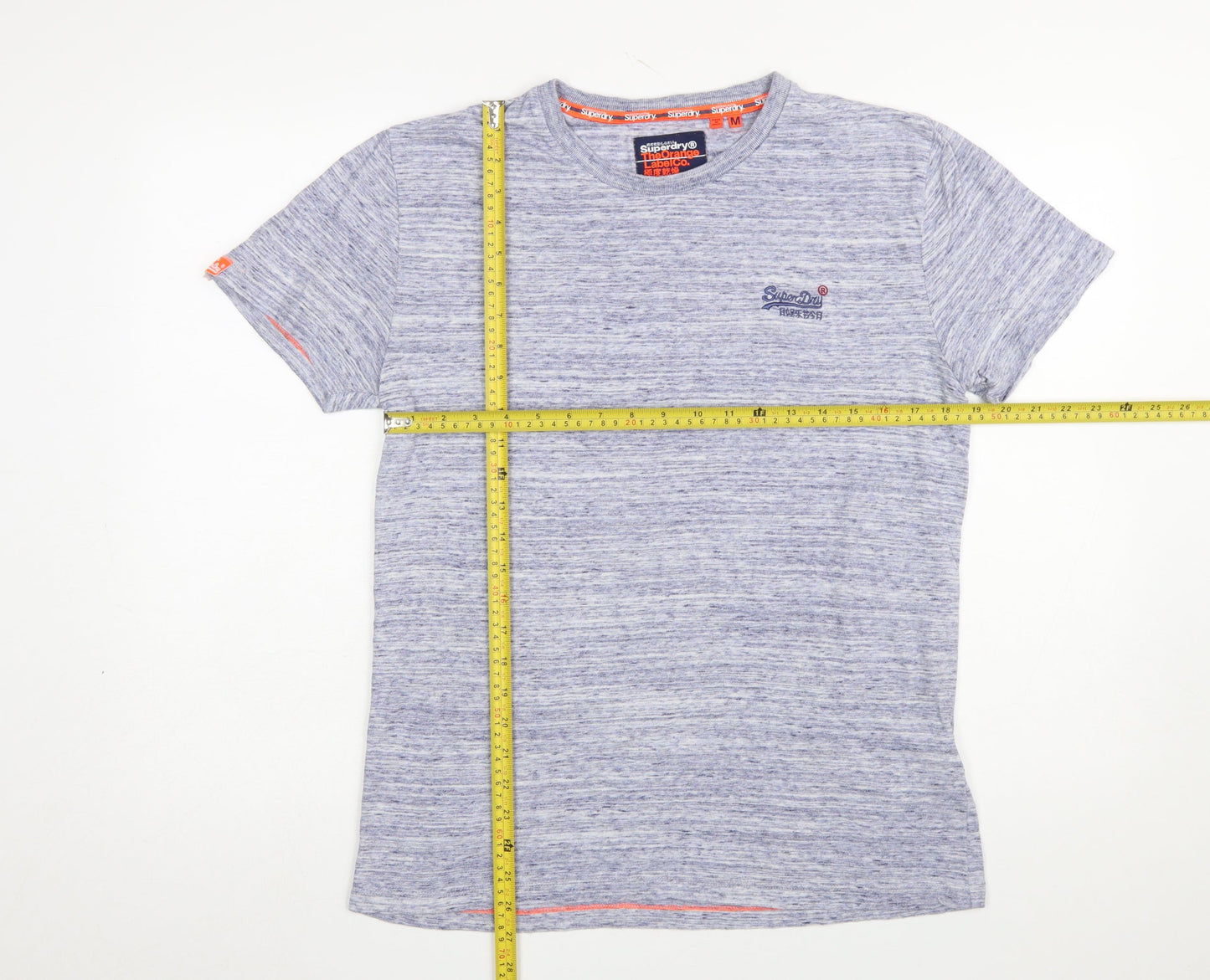 Superdry Men's Blue Marl Crew Neck Short Sleeve T-Shirt Size M