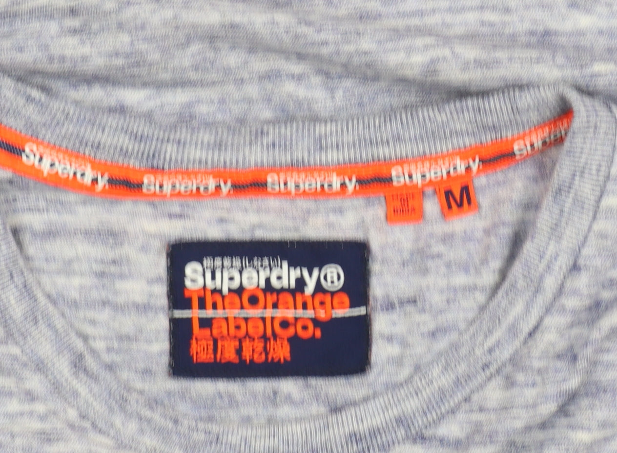 Superdry Men's Blue Marl Crew Neck Short Sleeve T-Shirt Size M