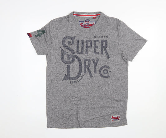 Superdry Mens Grey Logo Graphic Crew Neck T-Shirt Size L