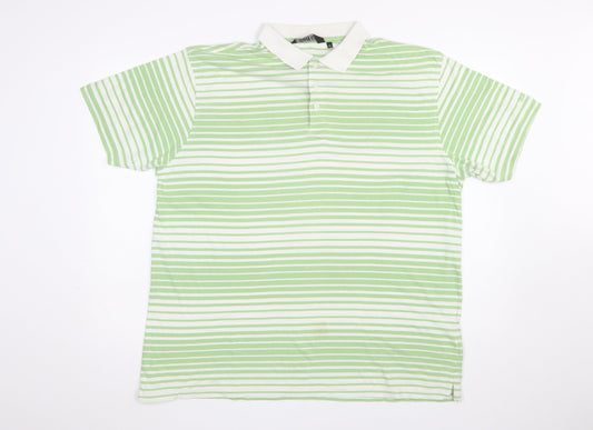 Golf Co Men’s Green Striped Cotton Polo Shirt XL