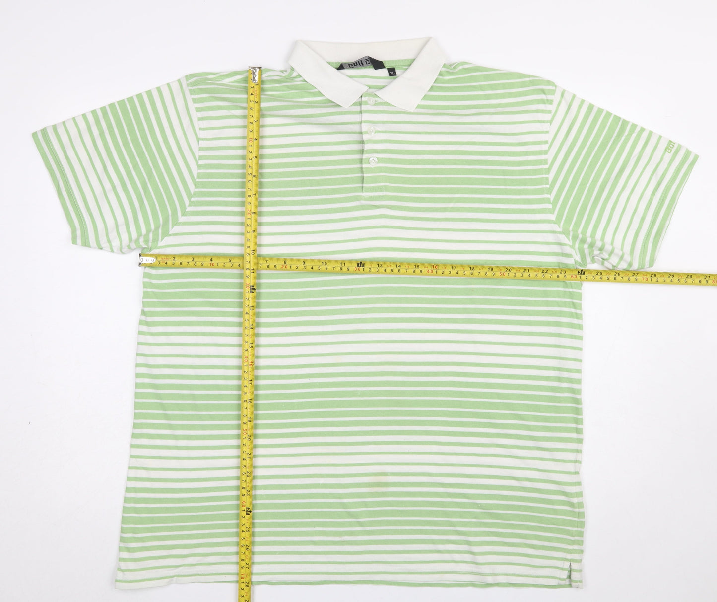 Golf Co Men’s Green Striped Cotton Polo Shirt XL