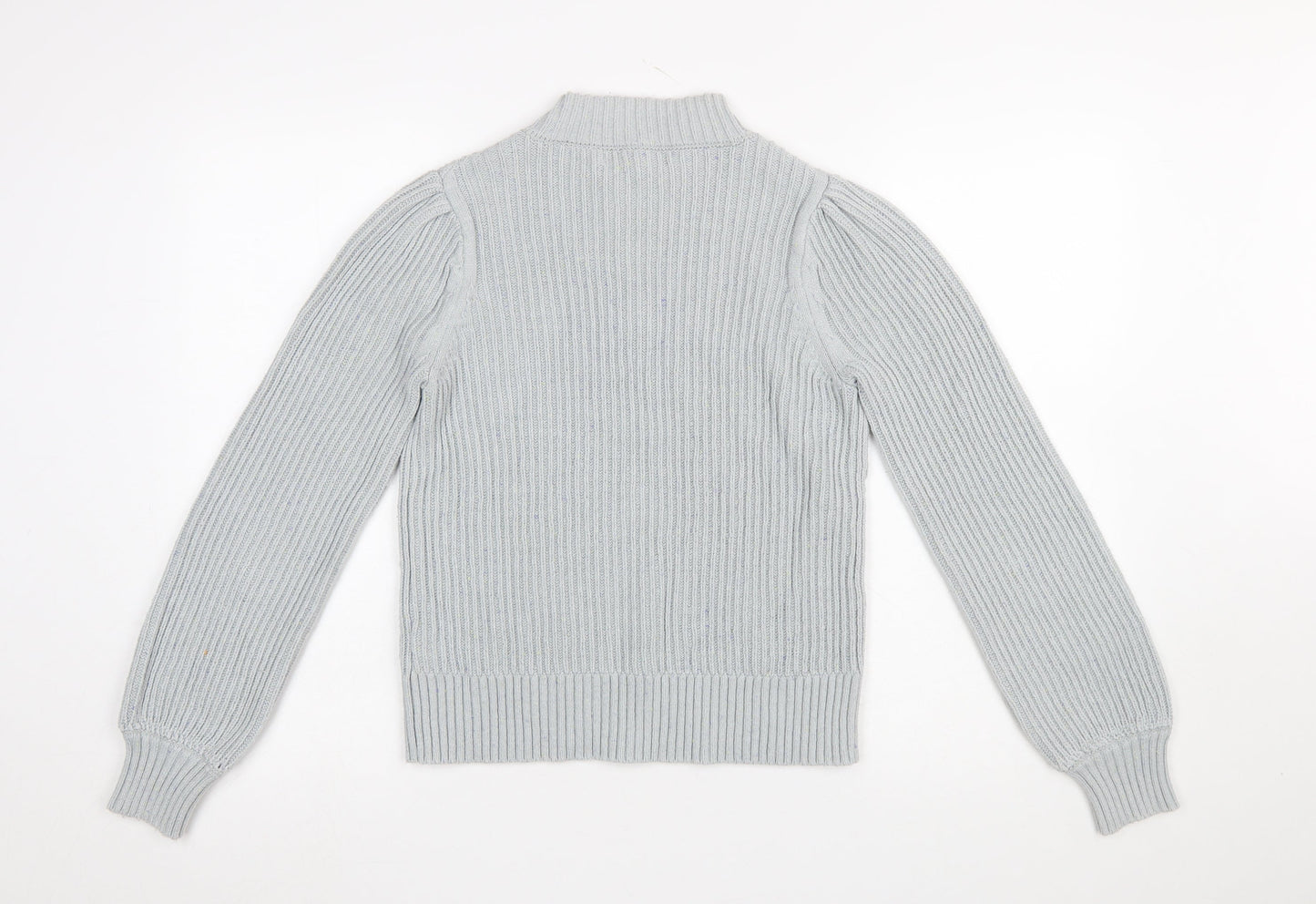 Next Women Grey Mock Neck Open Knit Jumper Size 10