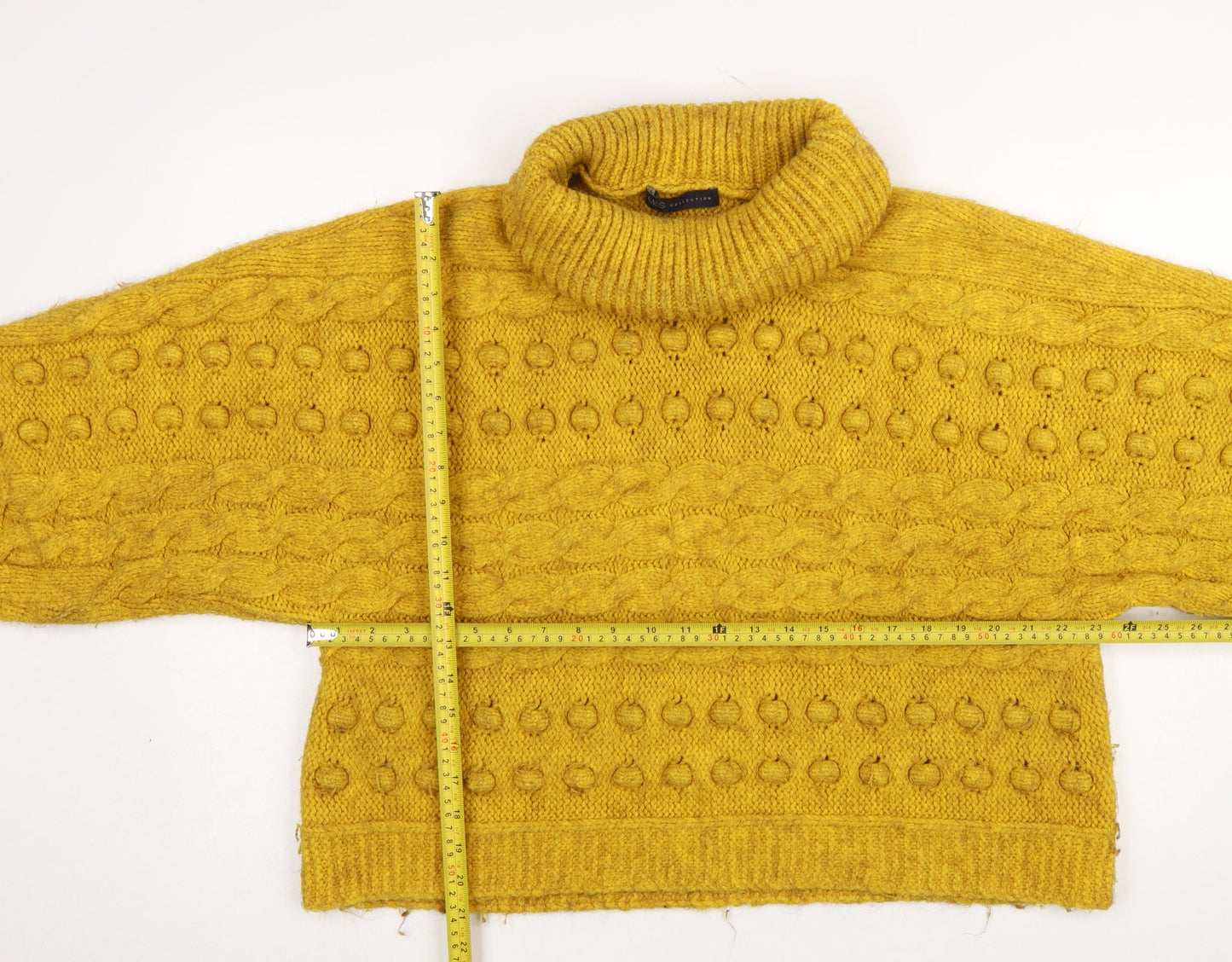 Marks and Spencer Women’s Yellow Chunky Roll Neck Jumper Size L