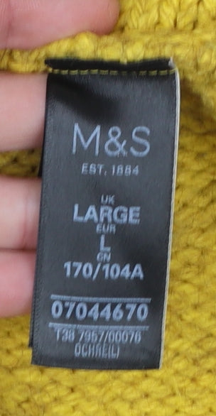 Marks and Spencer Women’s Yellow Chunky Roll Neck Jumper Size L