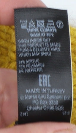 Marks and Spencer Women’s Yellow Chunky Roll Neck Jumper Size L