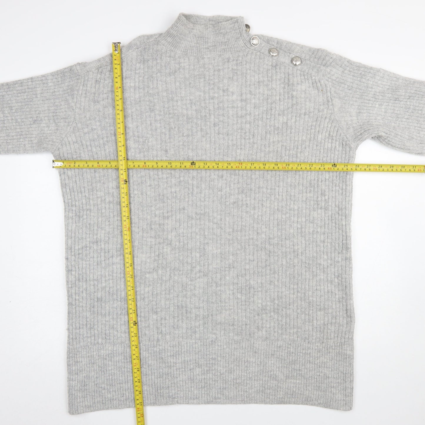 River Island Women’s Grey Mock Neck Knit Jumper Size M