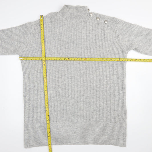 River Island Women’s Grey Mock Neck Knit Jumper Size M