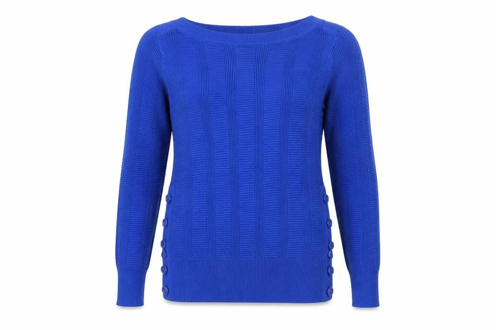 Marks and Spencer Per Una Blue Button Detail Women's Size 8 Jumper