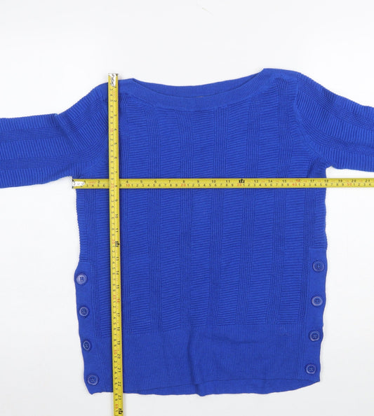 Marks and Spencer Per Una Blue Button Detail Women's Size 8 Jumper
