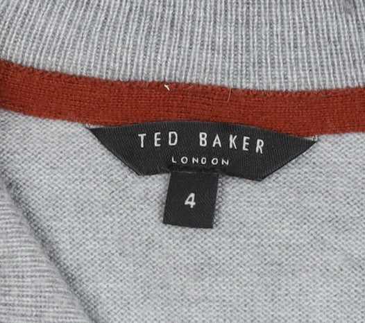 Ted Baker Men’s Grey High Neck 1/2 Zip Jumper Size L