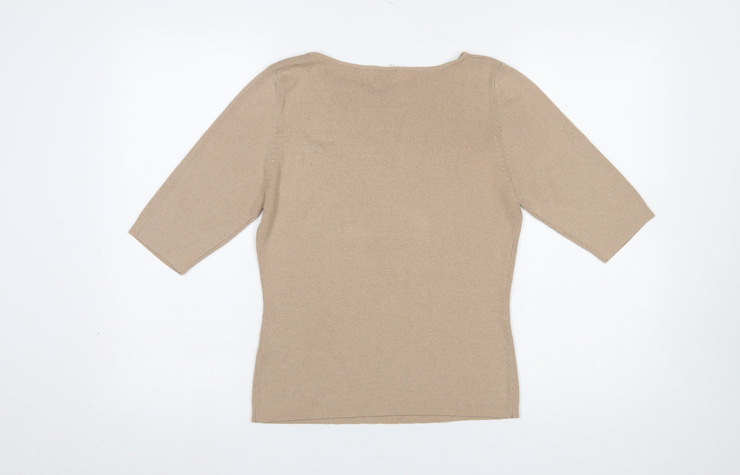 Debenhams Women Beige 3/4 Sleeve Knit Jumper Size 14