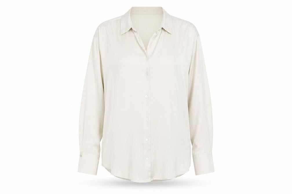 Zara Women Ivory Button-Up Long Sleeve Woven Blouse Size S