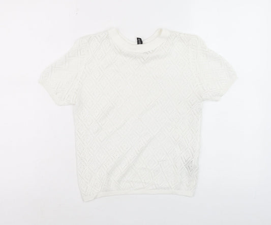 Divided Women’s White Knit Short Sleeve T-Shirt Size S