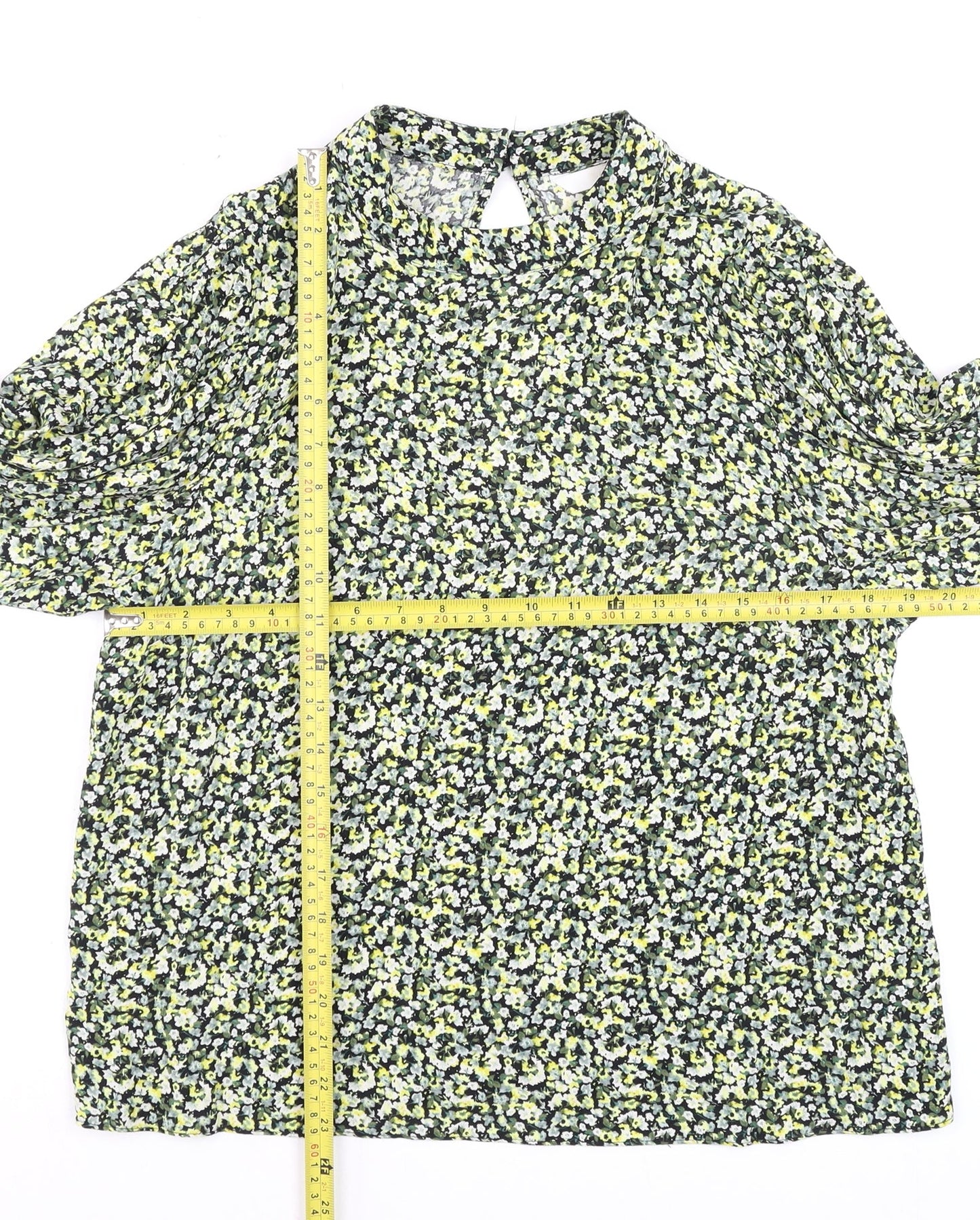 H&M Women's Multicoloured Floral Viscose Tunic Blouse Size M