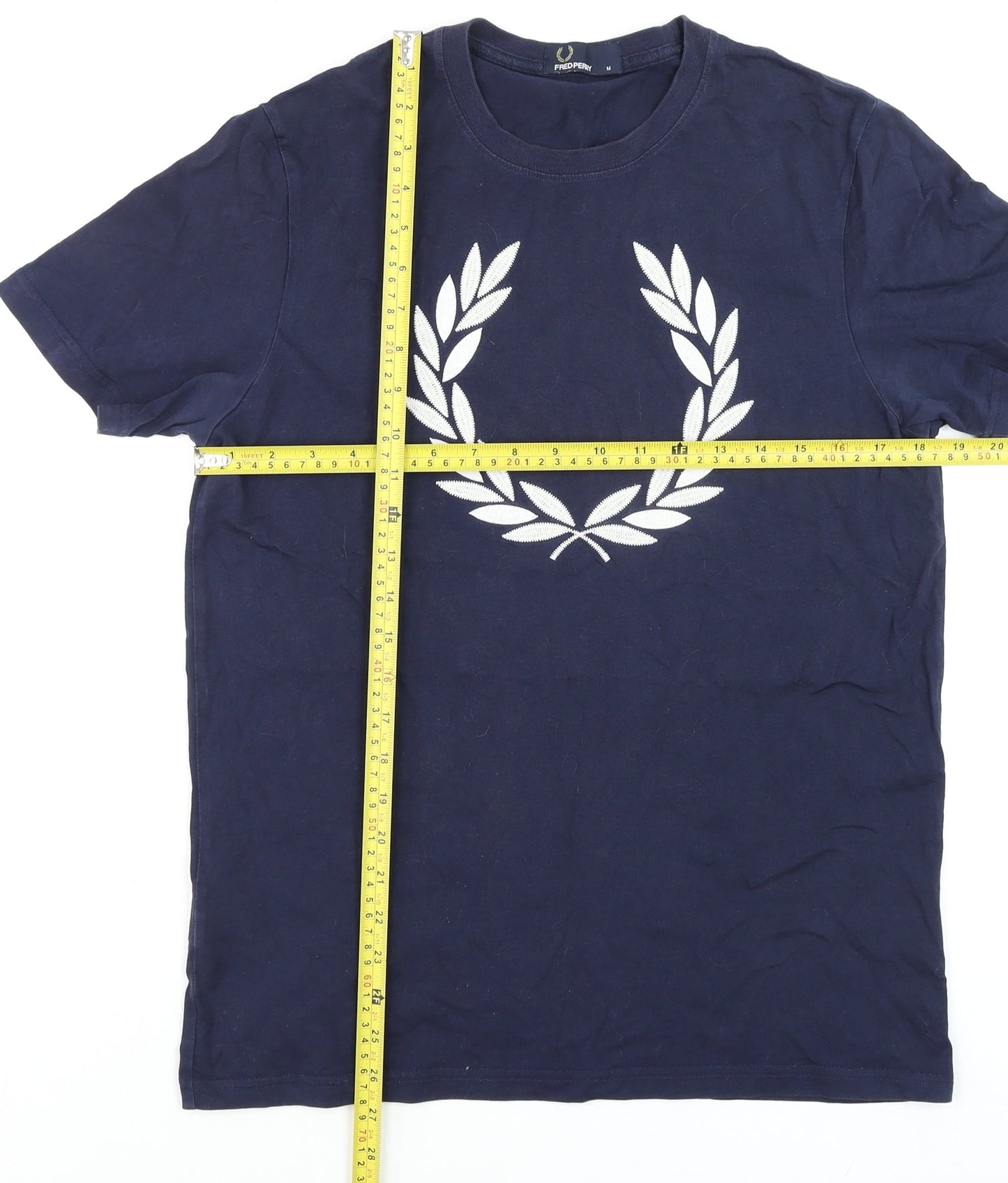 Fred Perry Men's Blue Cotton Graphic Logo T-Shirt Size M