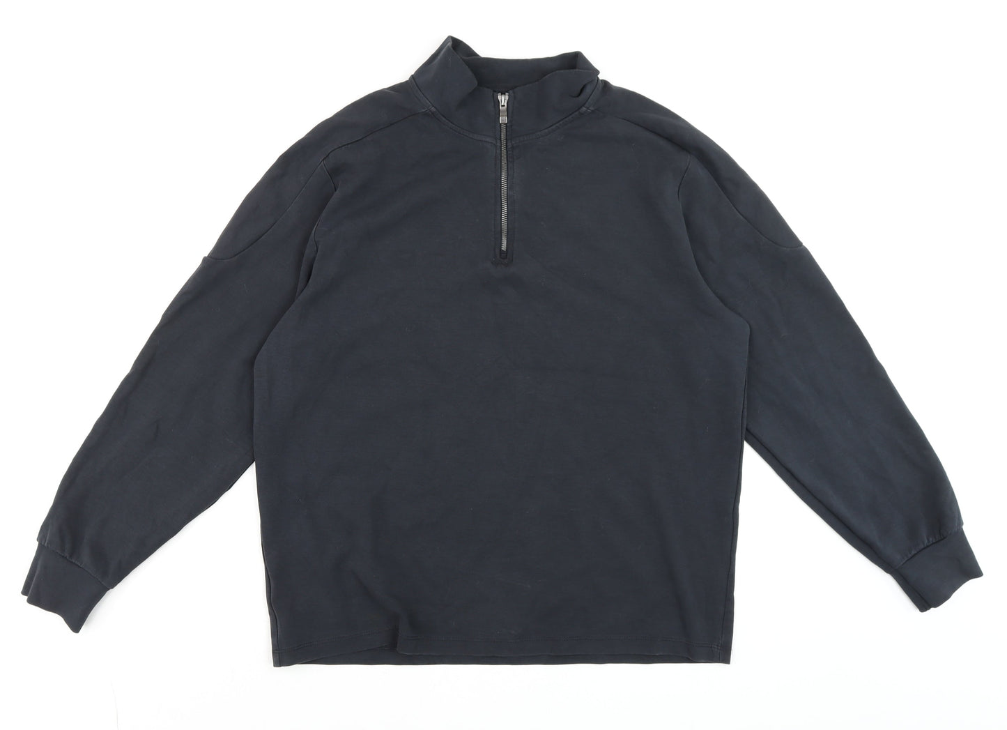Dunnes Stores Men's Navy 1/2 Zip Mock Neck Sweatshirt M