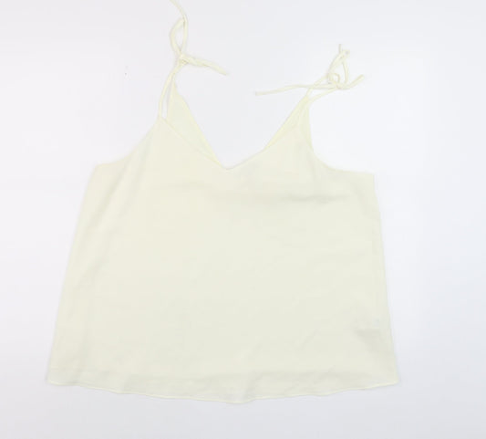 River Island Women Ivory Camisole V-Neck Spaghetti Strap Top Size 16