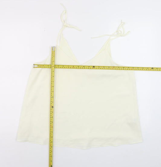 River Island Women Ivory Camisole V-Neck Spaghetti Strap Top Size 16