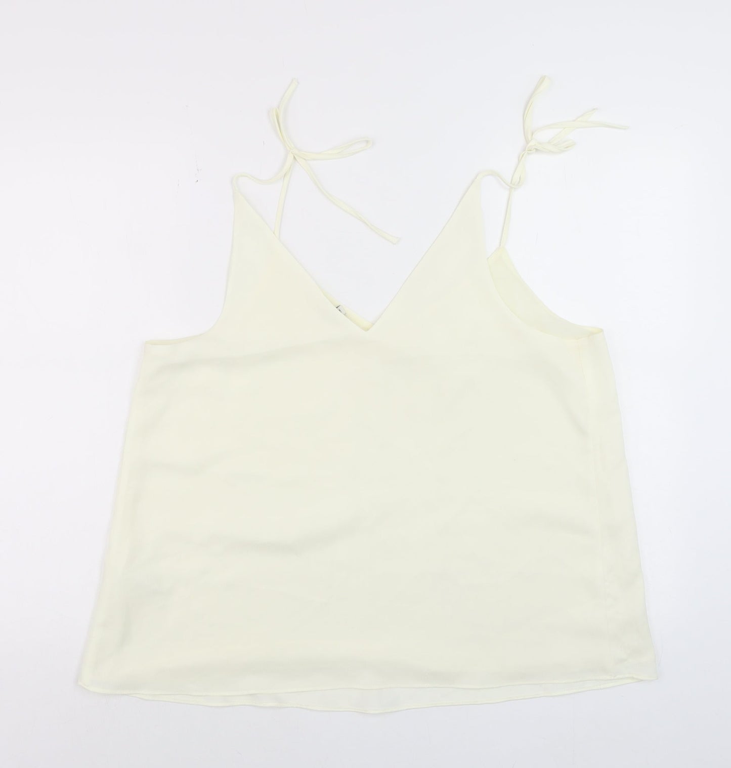 River Island Women Ivory Camisole V-Neck Spaghetti Strap Top Size 16