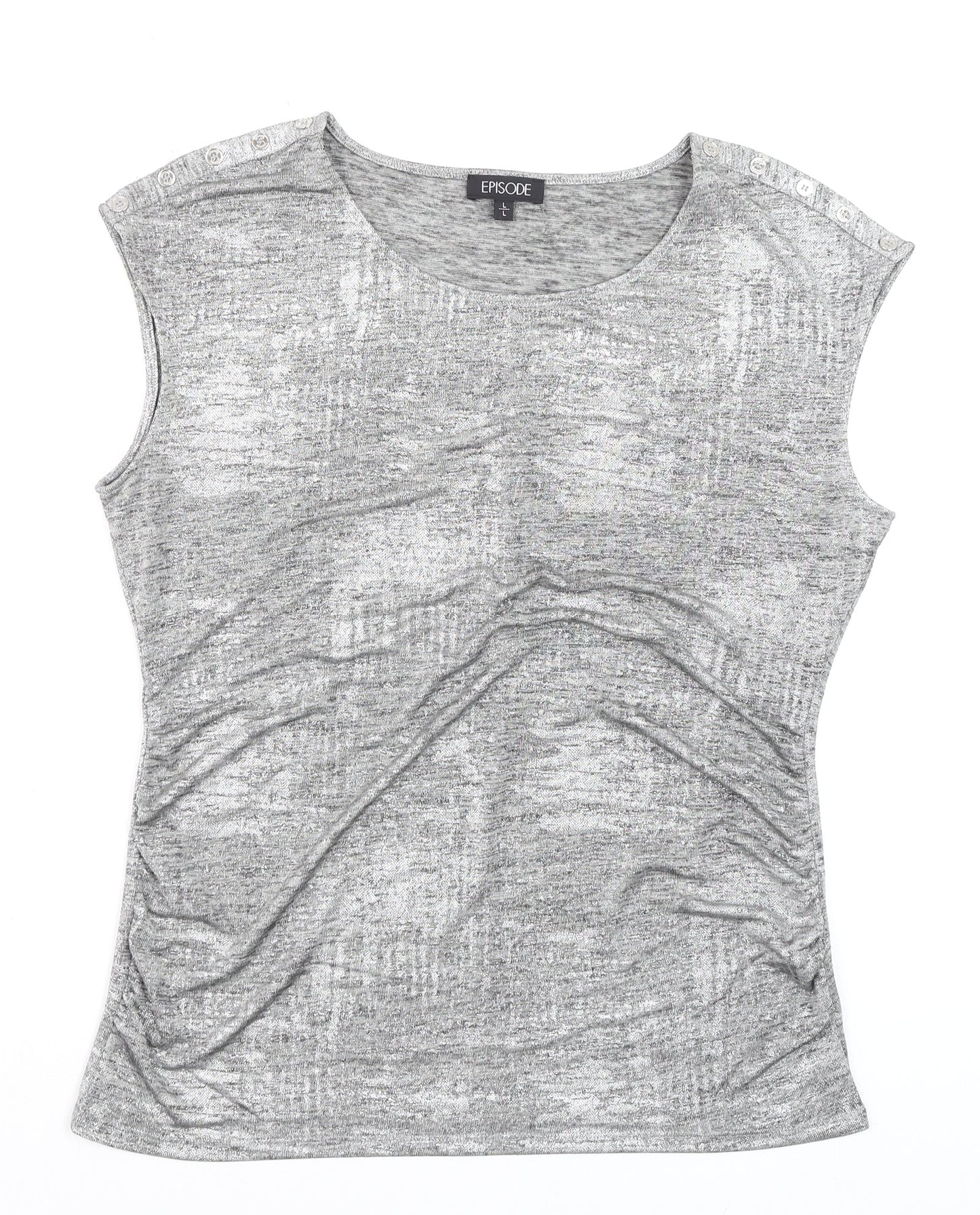 Episode Women's Grey Sleeveless Crew Neck Stretch Jersey T-Shirt Size L