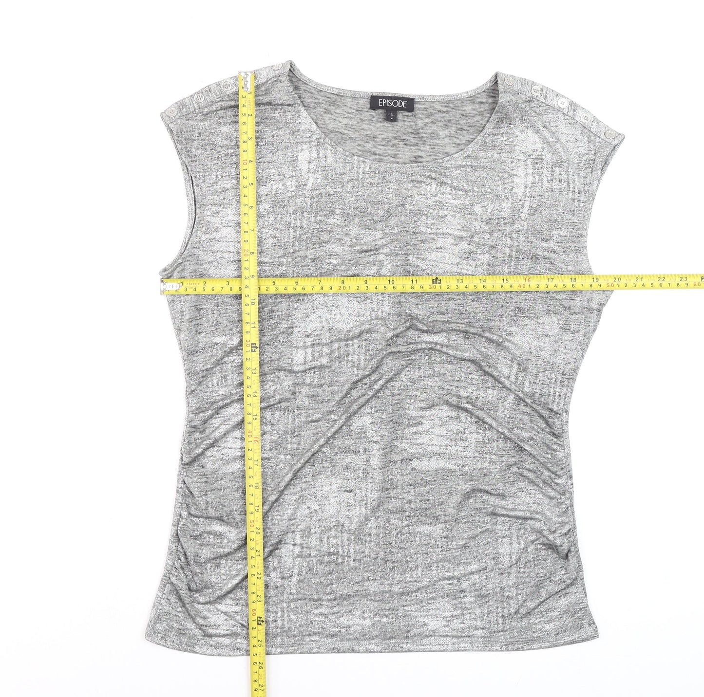 Episode Women's Grey Sleeveless Crew Neck Stretch Jersey T-Shirt Size L