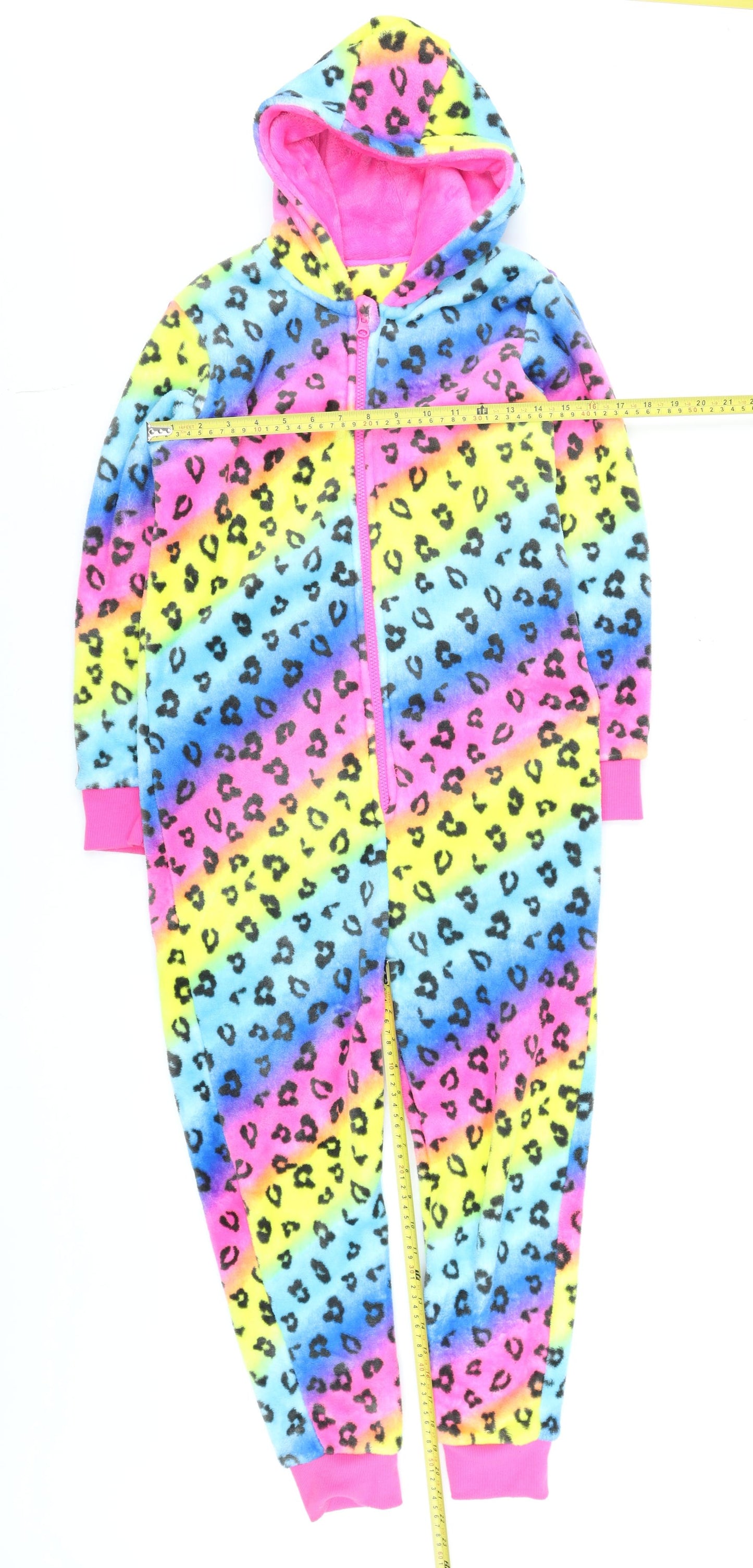 Dunnes Stores Boys Multicoloured Fleece Hooded One Piece Pyjamas Size 10 Years