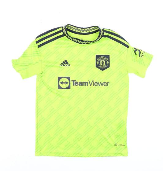adidas Boys Yellow 9-10 Years Manchester United Jersey Football T-Shirt