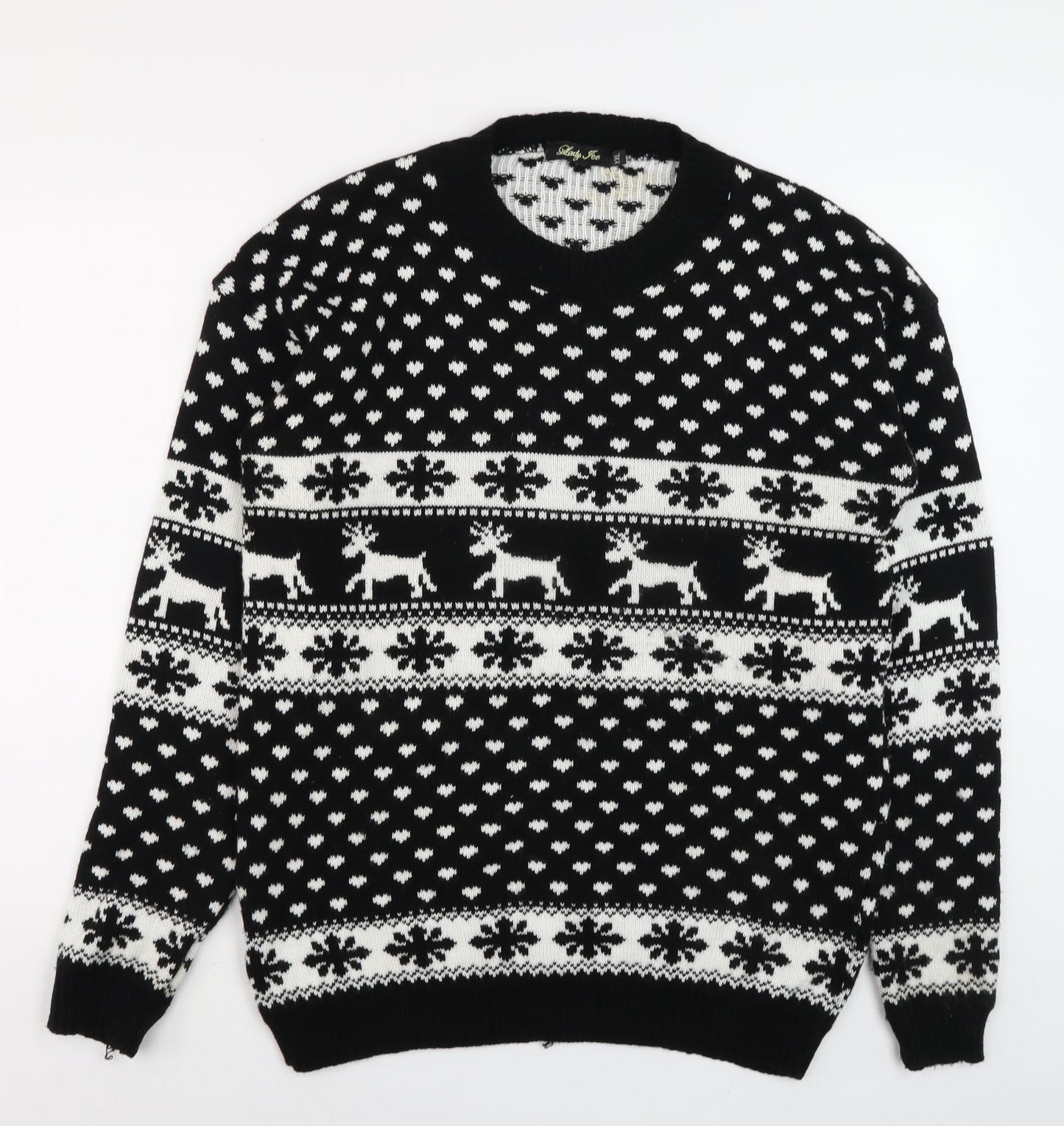 Lady Ice Men Black 2XL Fair Isle Christmas Jumper