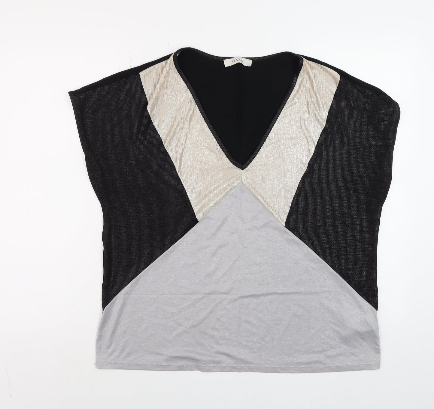 Oasis Women’s Multicoloured V-Neck Colourblock Sleeveless Blouse Size L