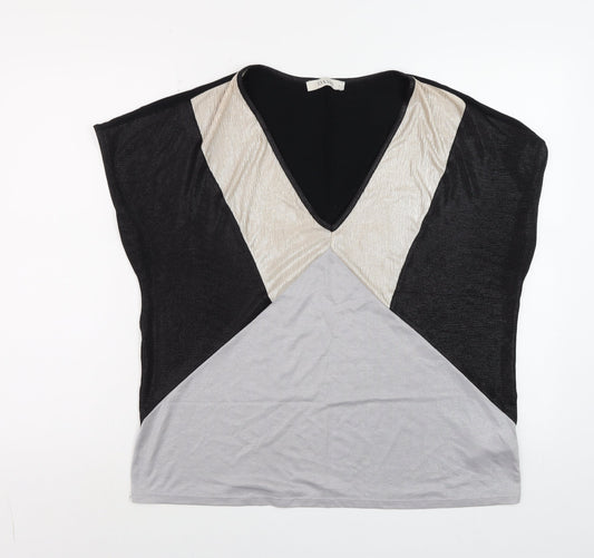 Oasis Women’s Multicoloured V-Neck Colourblock Sleeveless Blouse Size L
